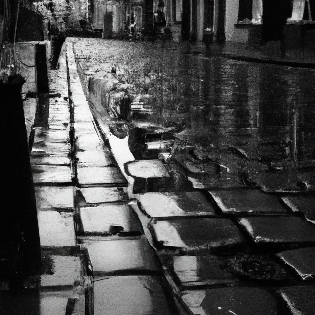 Historische straat in Brussel, minimalistische sfeer in monochroom.